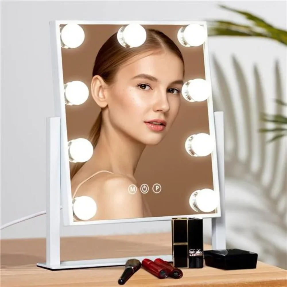 Vanity Mirror with Lights Lighted Vanity Mirror with 9 LED Bulbs Tabletop